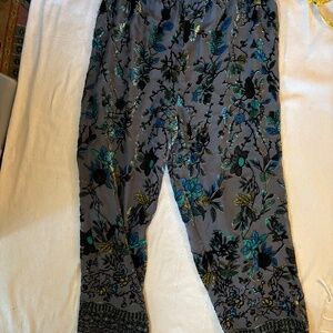 Frox lined floral print pants, Size XL.  Rayon and silk.